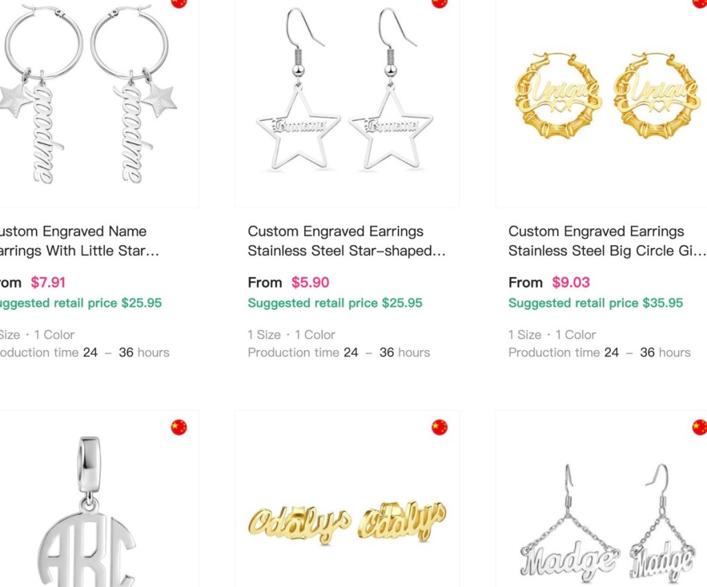 99diy custom earrings print-on-demand supplier