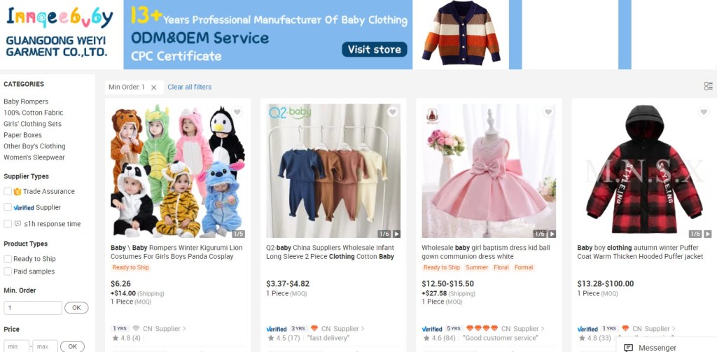 Alibaba baby & children's fashion clothing dropshipping supplier