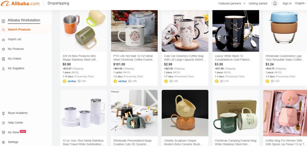 Alibaba coffee mug dropshipping supplier