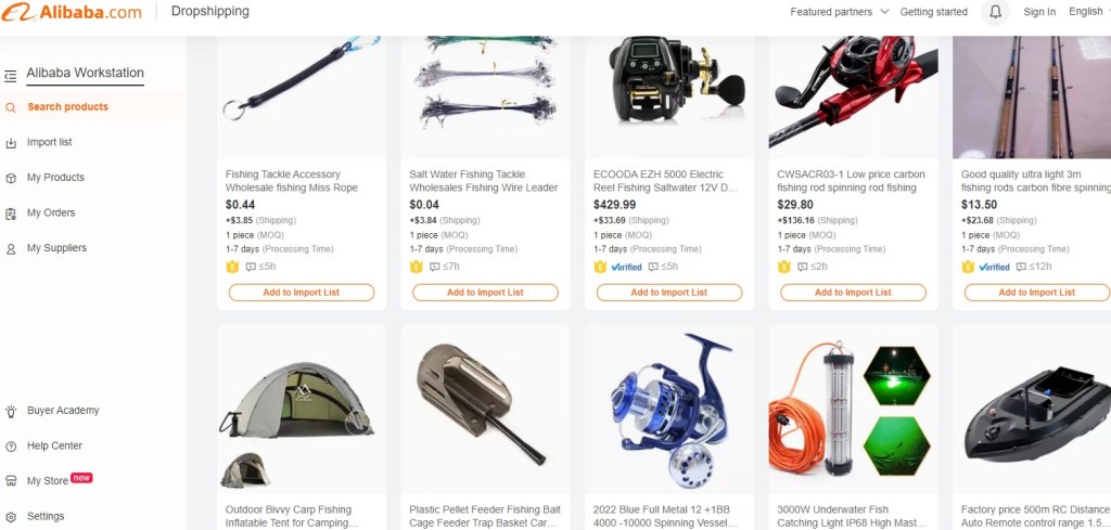 Alibaba fishing gear & tackle dropshipping supplier