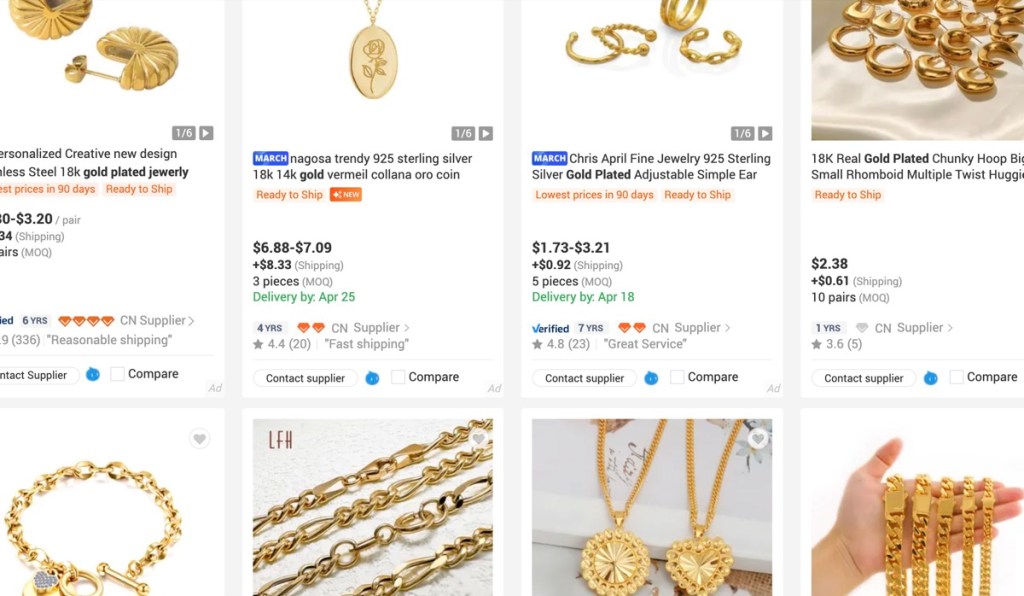 Alibaba wholesale gold-plated jewelry supplier