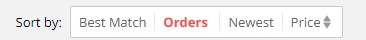 AliExpress sort by number of orders button