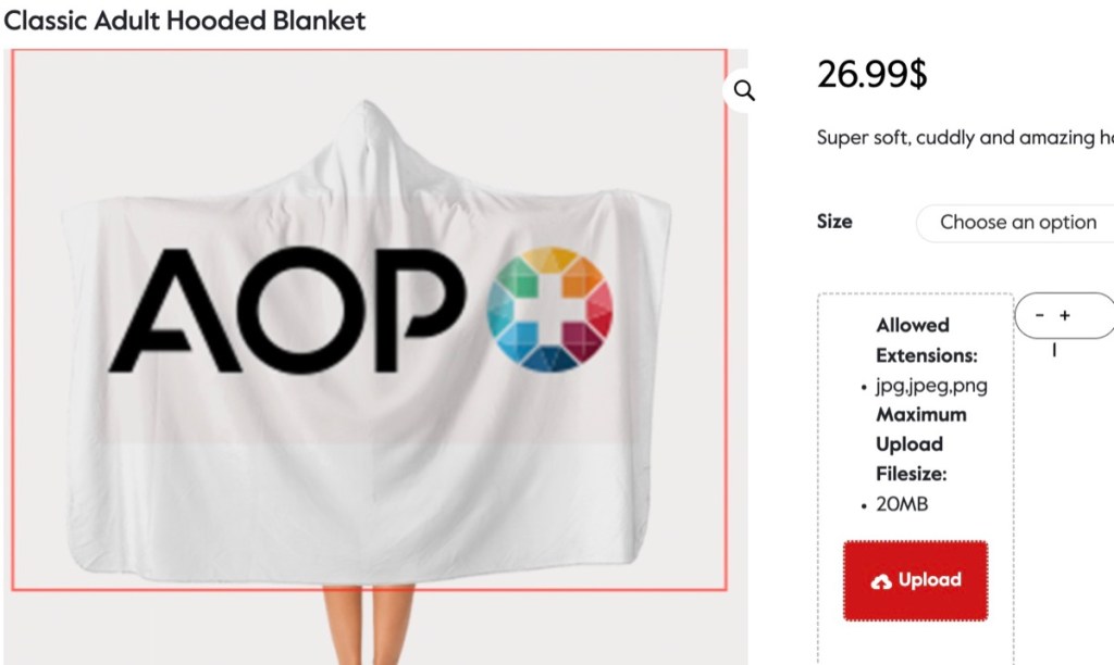 AOP+ hooded blanket print-on-demand supplier