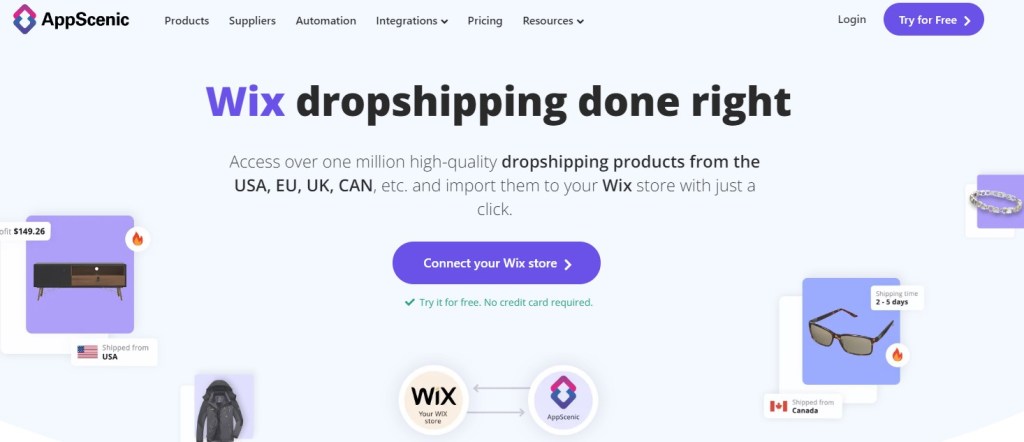 AppScenic Wix dropshipping app & supplier