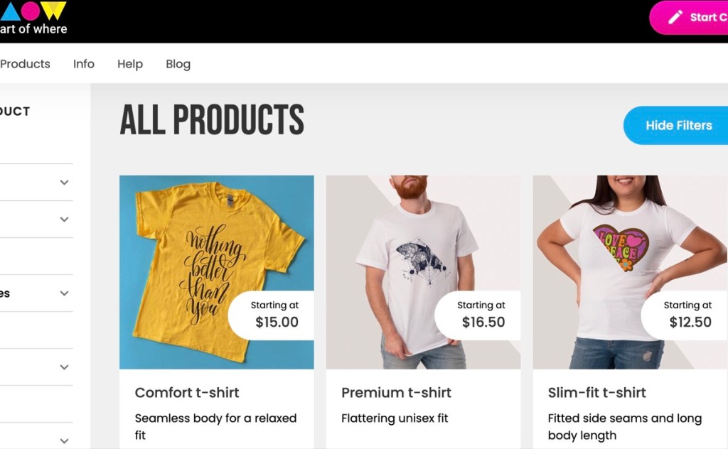 ArtOfWhere t-shirt print-on-demand supplier for Shopify