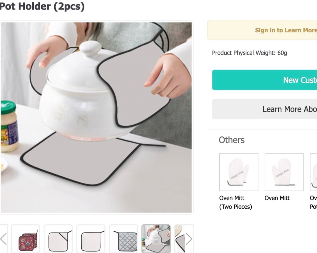 Artsadd pot holder & hot pad print-on-demand supplier
