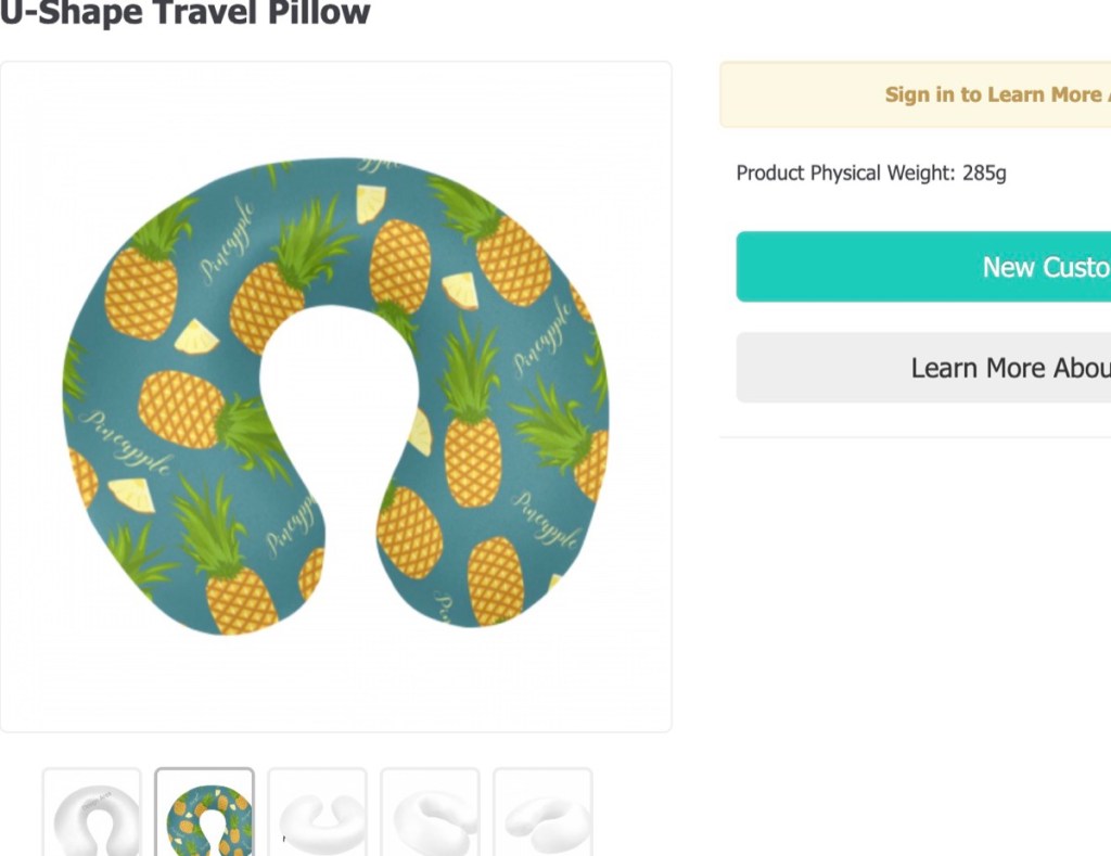 ArtsAdd custom travel neck pillow print-on-demand supplier