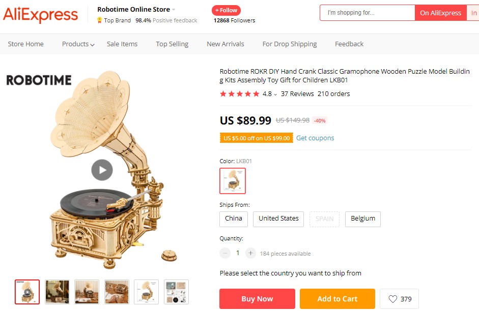 Assembly wooden gramophone high-ticket dropshipping product