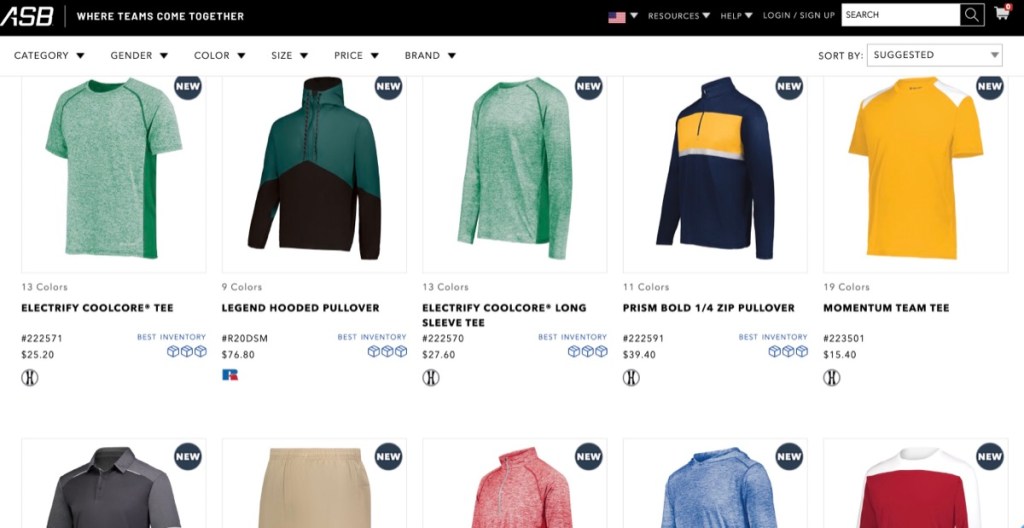 Augusta Sportswear wholesale blank apparel distributor