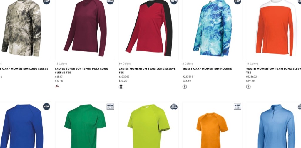 Augusta Sportswear wholesale 100% polyester t-shirt supplier