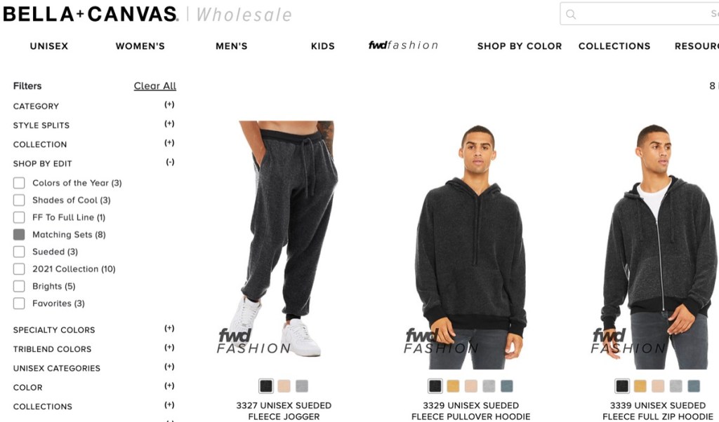 Bella+Canvas wholesale blank sweatsuit & jogger set supplier