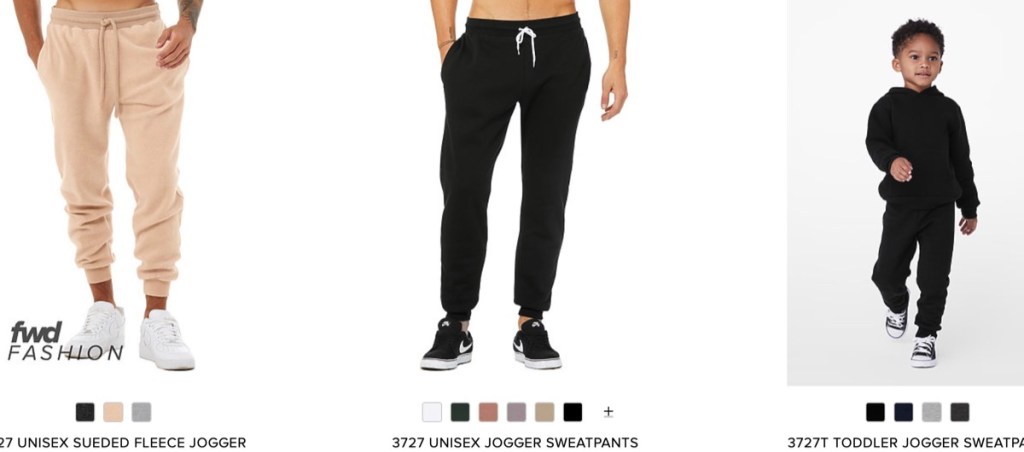 Bella+Canvas custom joggers & sweatpants manufacturer in the USA