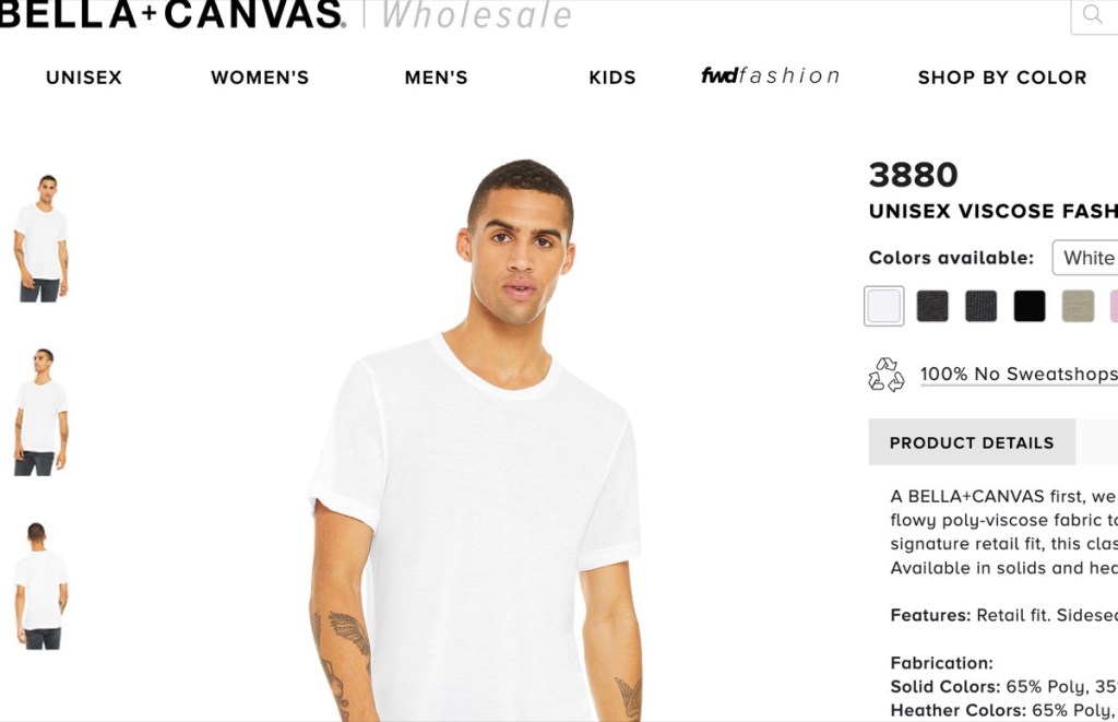 Bella+Canvas wholesale sublimation blank t-shirt supplier