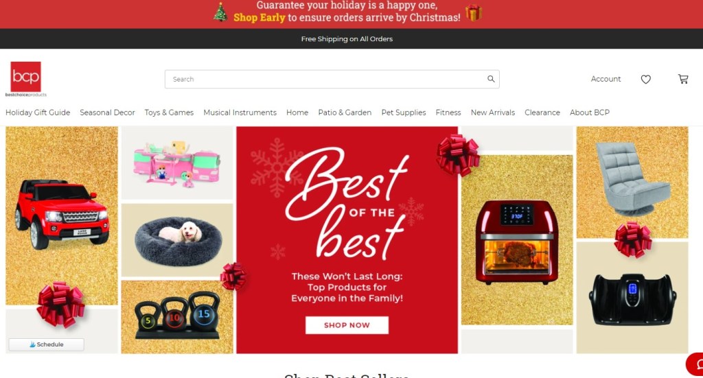 BestChoiceProducts dropshipping store homepage