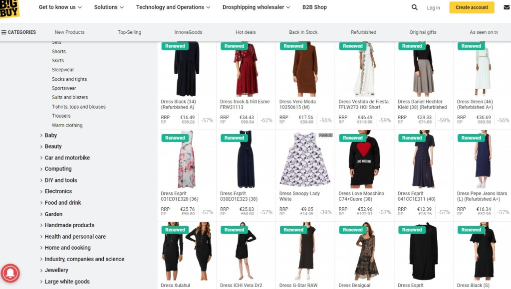 BigBuy women's fashion clothing dropshipping supplier