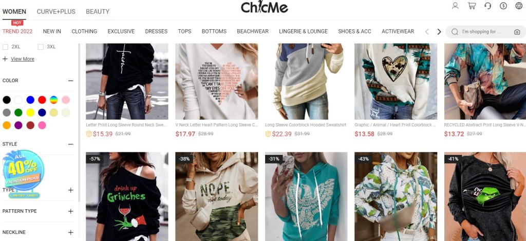 Chic Me hoodie & sweatshirt dropshipping supplier