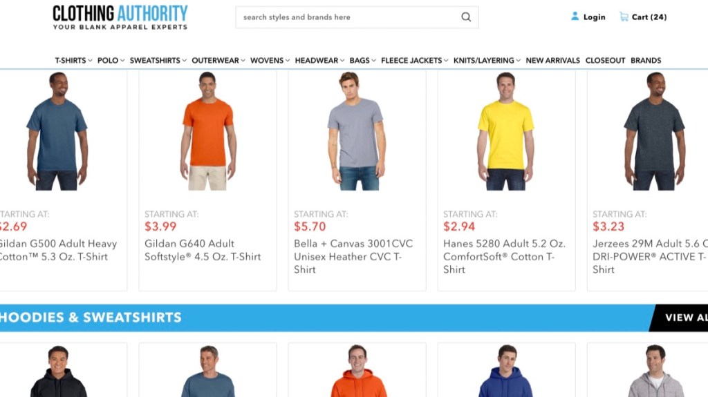 Clothing Authority wholesale blank apparel distributor