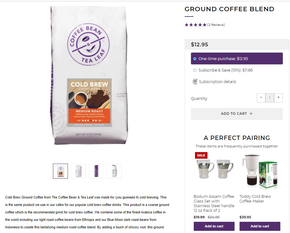 Coffee products cross-selling examples