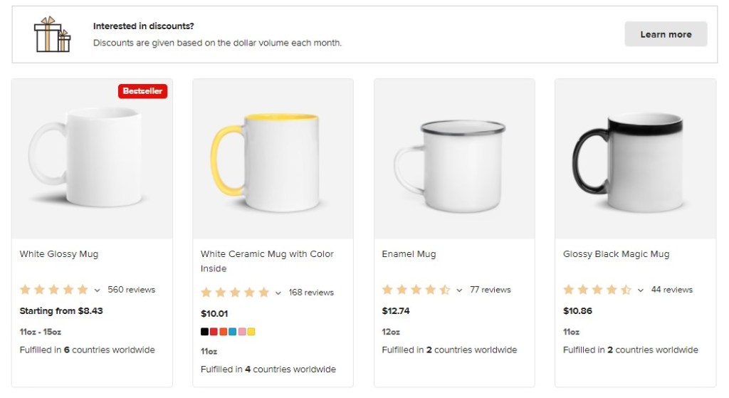 Coffee dropshipping products on Printful
