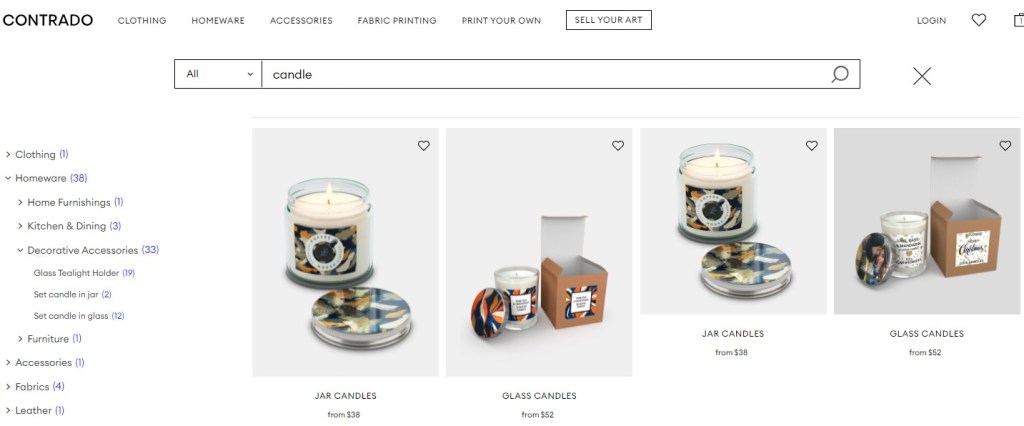 Contrado candle print-on-demand company