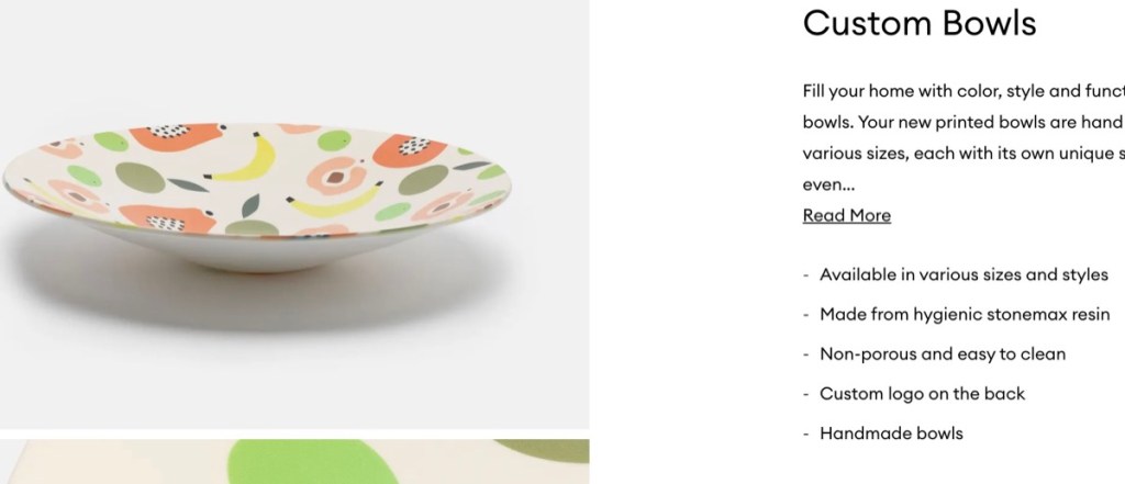 Contrado dinner bowl print-on-demand supplier