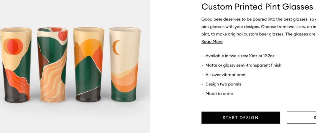 Contrado custom pint glass print-on-demand supplier