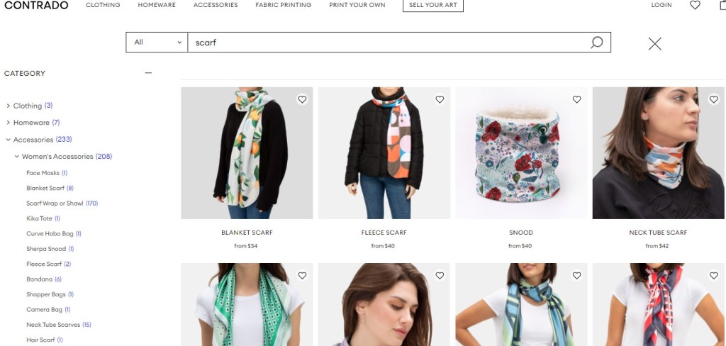 Contrado scarf print-on-demand company