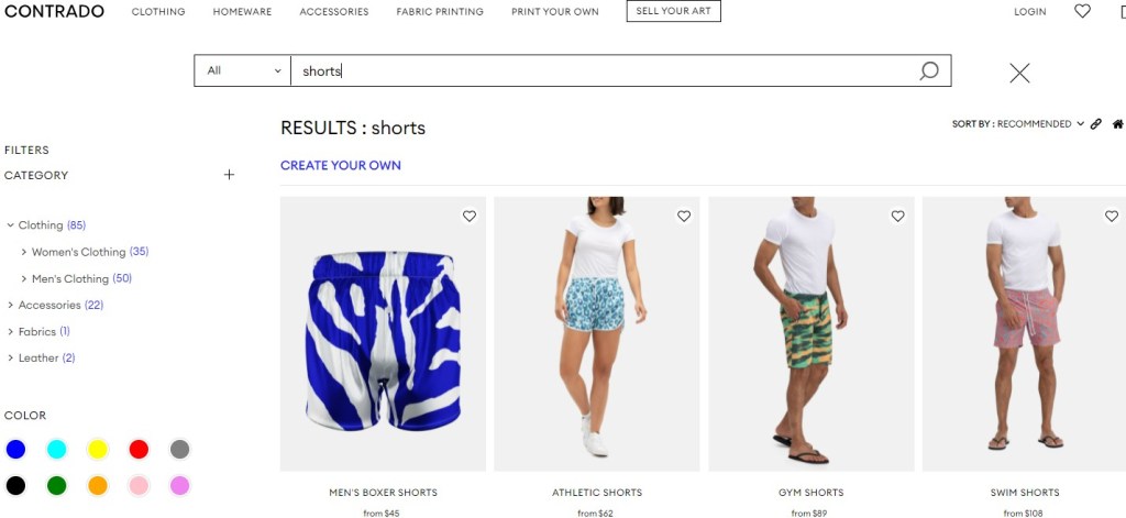 Contrado shorts print-on-demand company