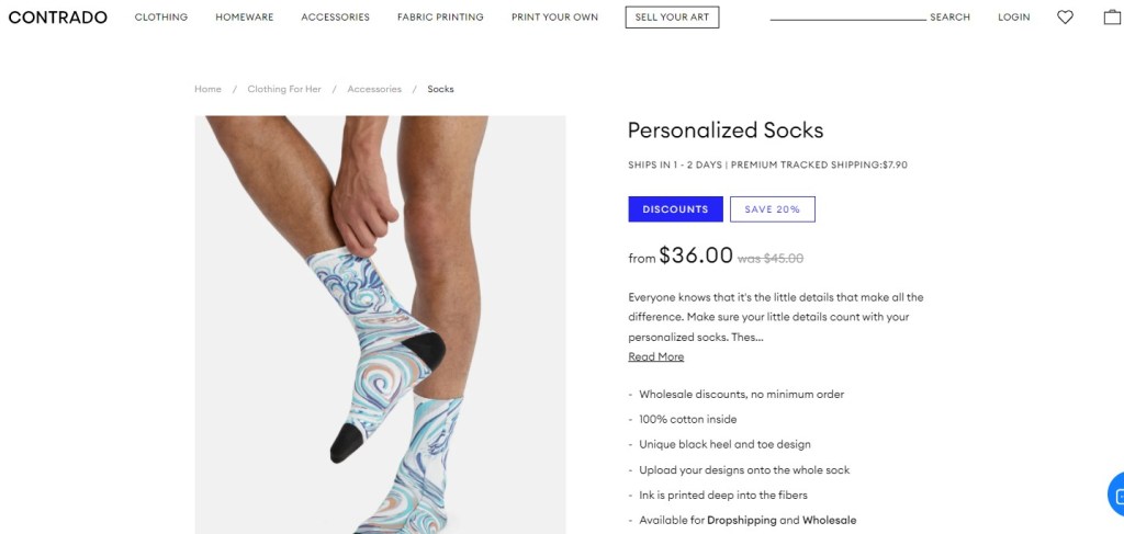 Contrado sock & stocking print-on-demand company