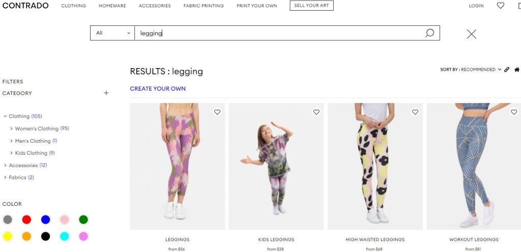 Contrado yoga pant & legging print-on-demand company