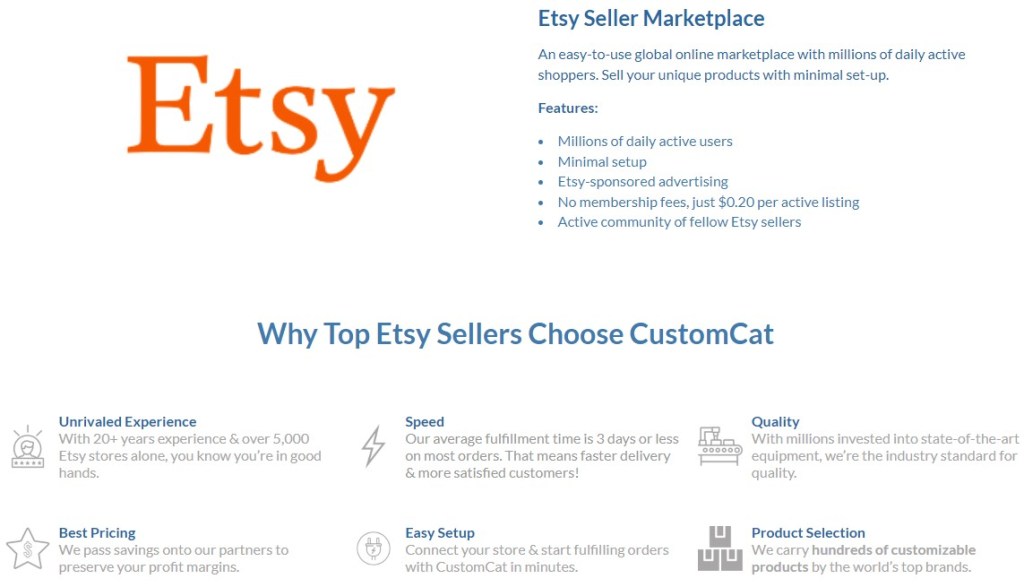 CustomCat Etsy dropshipping supplier