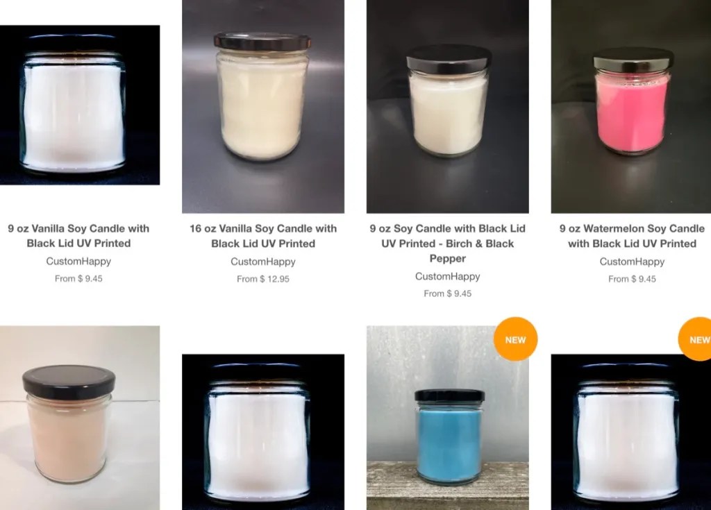 CustomHappy custom candle print-on-demand supplier for Etsy