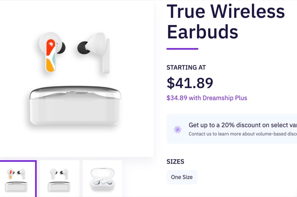 Dreamship custom wireless earbuds print-on-demand supplier