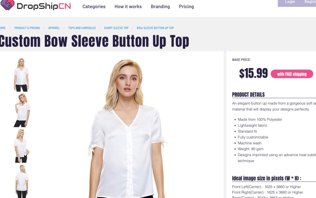 DropshipCN custom button-down/button-up shirt print-on-demand supplier