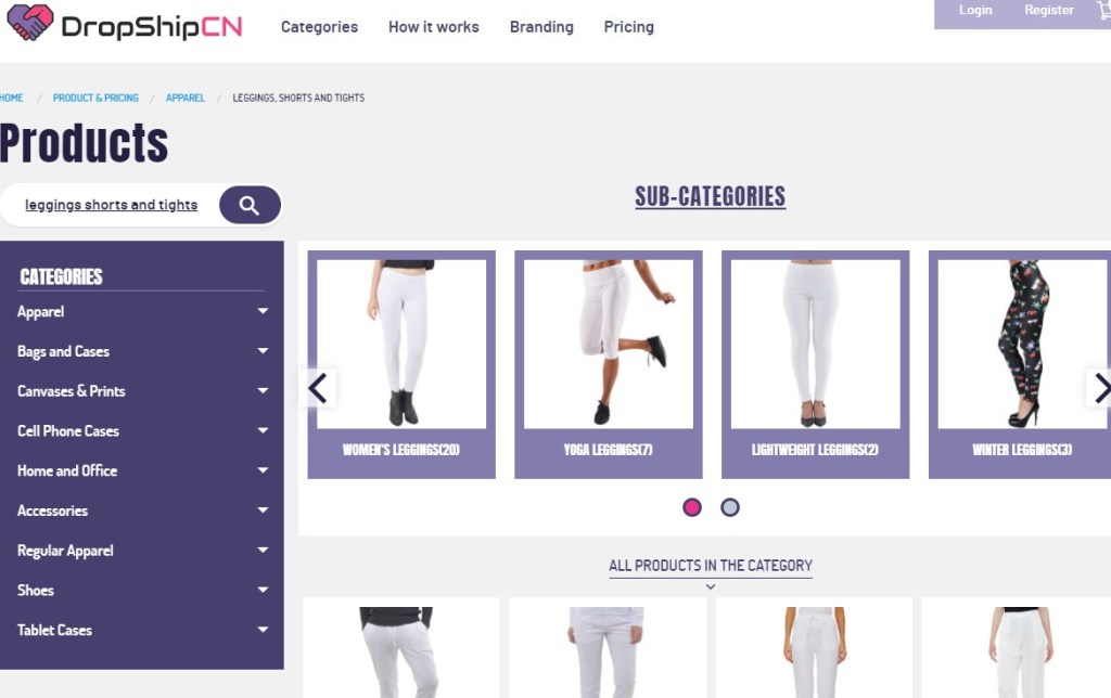 DropshipCN yoga pant & legging print-on-demand company