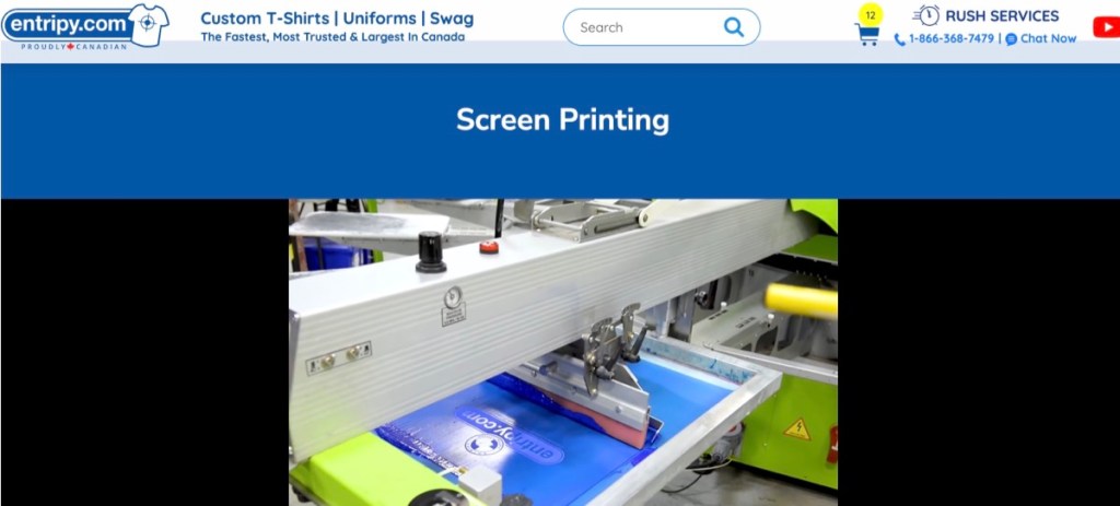 Entripy online custom screen printing company