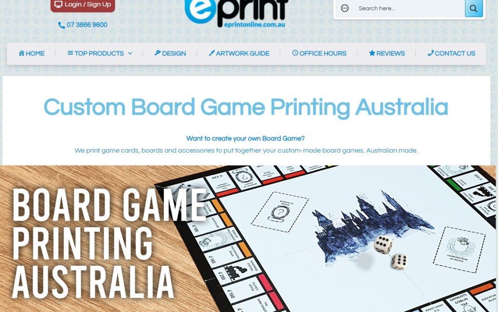 EPrintOnline tabletop & board game print-on-demand company