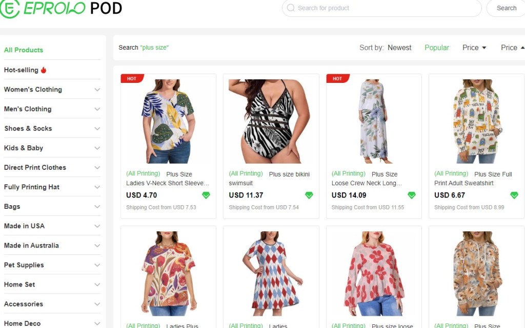 EPROLO curvy & plus-size fashion clothing dropshipping supplier
