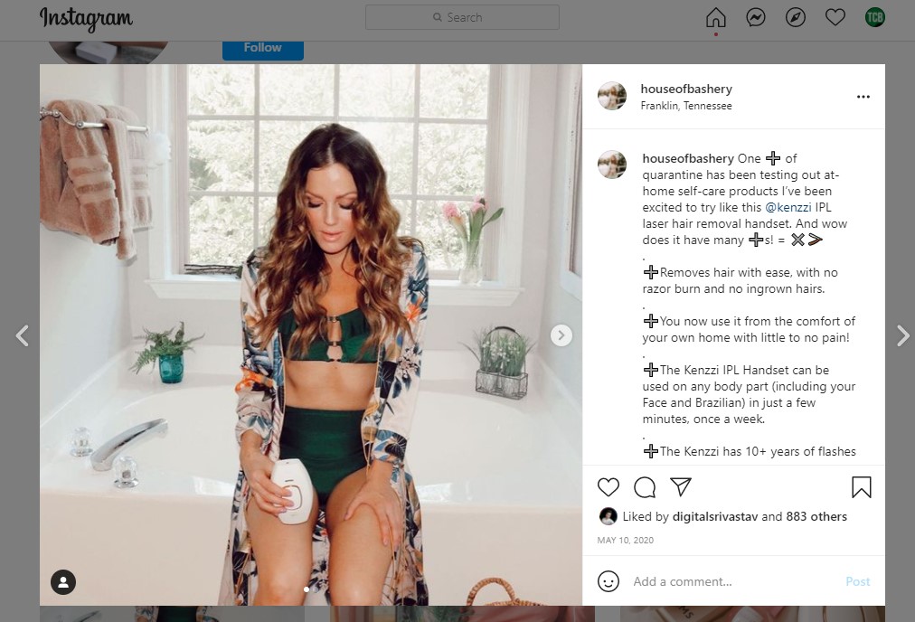 Example Instagram influencer post for a high-ticket dropshipping product