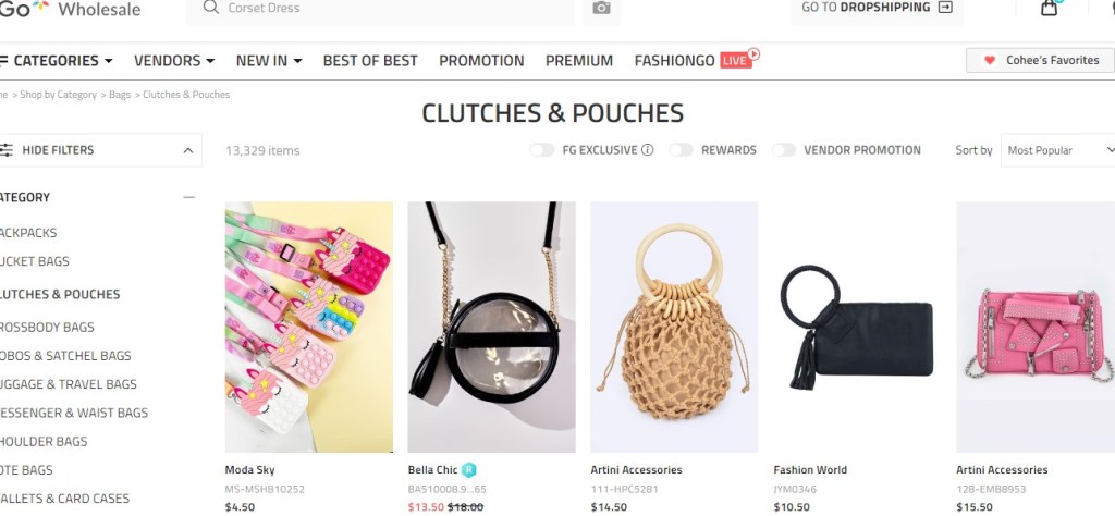 FashionGo tote bag, handbag, purse, & wallet dropshipping supplier