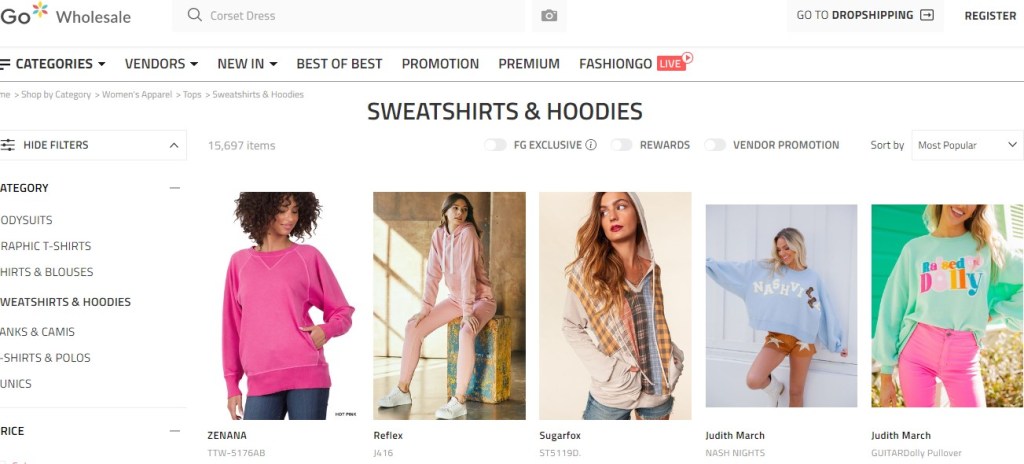 FashionGo hoodie & sweatshirt dropshipping supplier