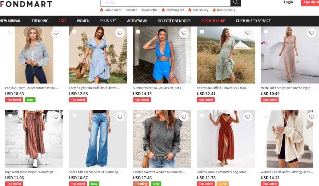 Fondmart women's boutique fashion clothing dropshipping supplier