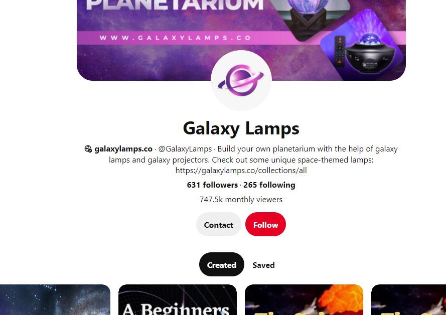 GalaxyLamps Pinterest account