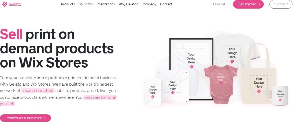 Gelato Wix print-on-demand company
