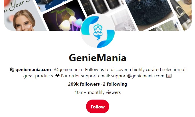 GenieMania Pinterest profile