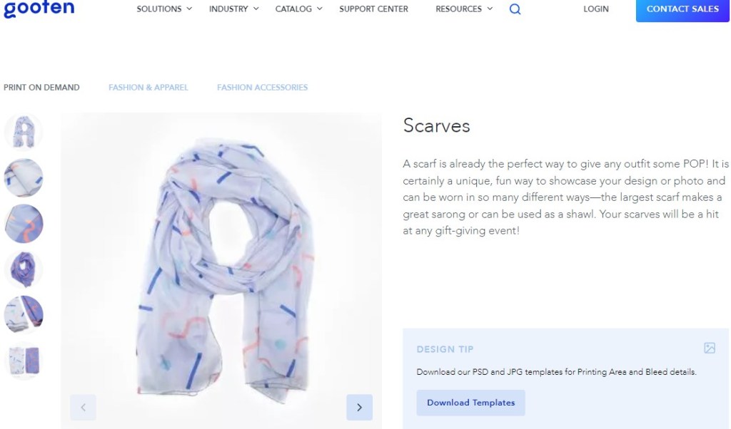Gooten scarf print-on-demand company