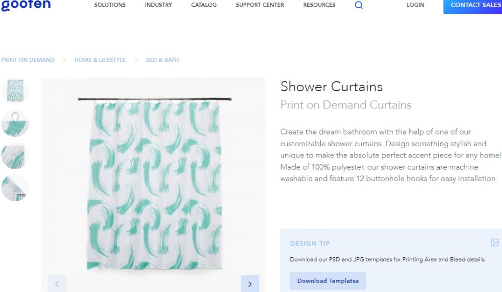 Gooten shower curtain print-on-demand company