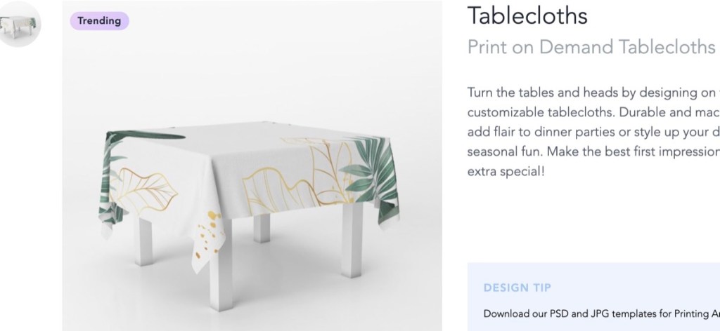 Gooten custom tablecloth print-on-demand supplier