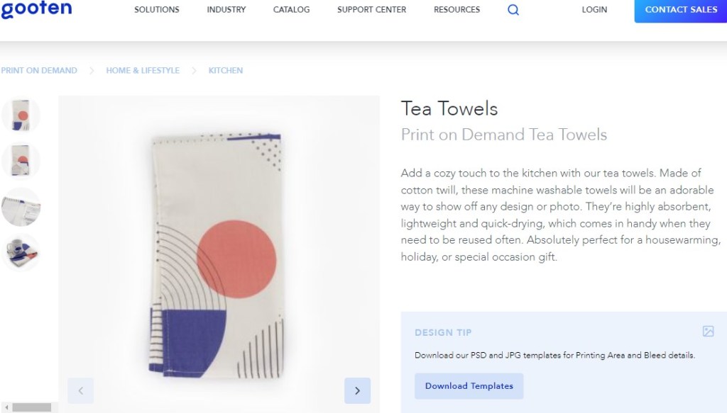 Gooten tea towel print-on-demand company