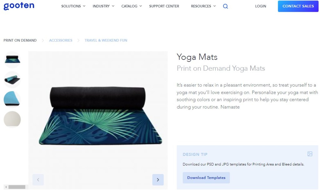 Gooten yoga mat print-on-demand company
